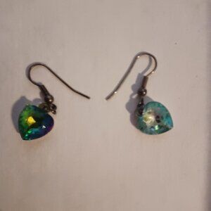 Blueish Heart Pierced Earrings